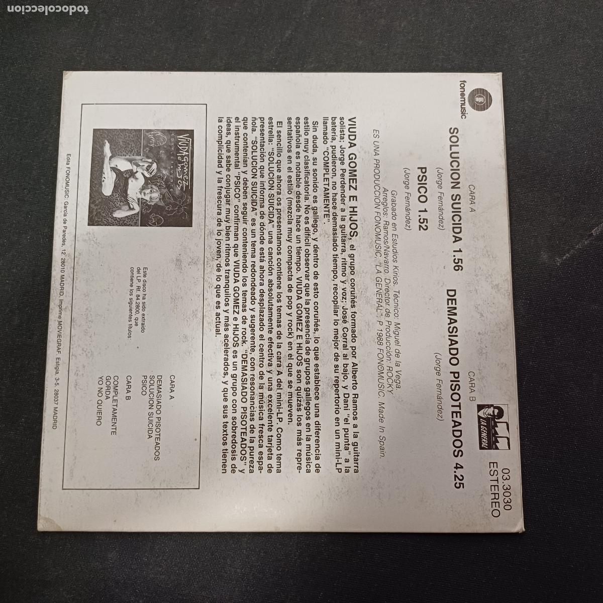 Discos de vinilo: VIUDA JIMENEZ E HIJOS/SOLUCION SUICIDA/SINGLE. - Foto 3