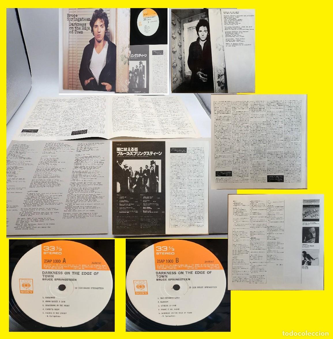 Discos de vinilo: BRUCE SPRINGSTEEN - DARKNESS ON THE EDGE OF TOWN, RARO 1&ordm; PRESS JAPAN + 2 INSERTOS + ENCARTE, EXC
