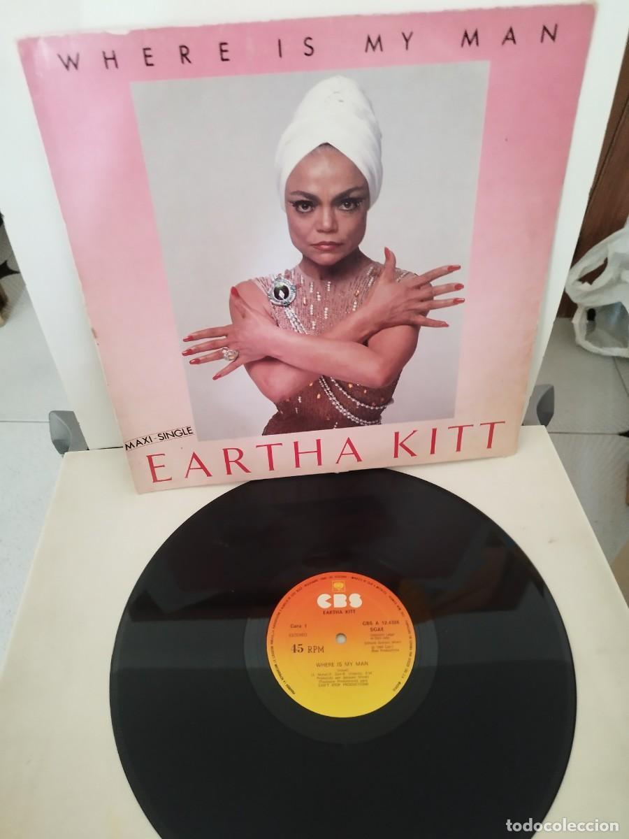Discos de vinilo: Eartha Kitt &ndash; Where Is My Man. Vinilo maxi single.