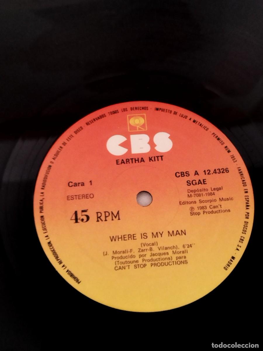 Discos de vinilo: Eartha Kitt &ndash; Where Is My Man. Vinilo maxi single. - Foto 2