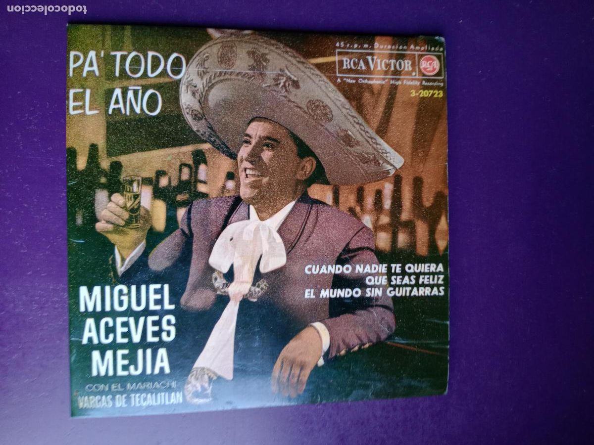Discos de vinilo: MIGUEL ACEVES MEJIA + MARIACHI VARGAS - EP RCA 1963 - PA TODO EL A&Ntilde;O +3 - MEXICO FOLK RANCHERA