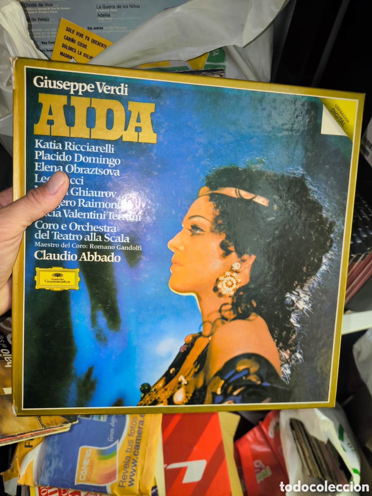 Discos de vinilo: 3 LP Aida de Verdi dirigido por Claudio Abbado