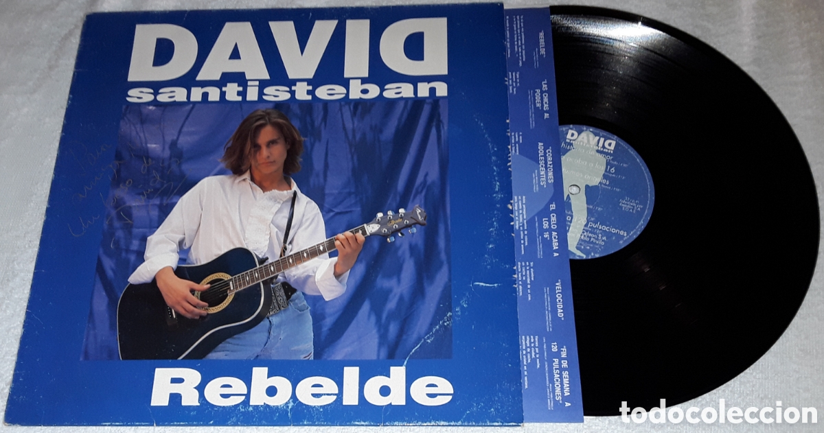 Discos de vinilo: LP - DAVID SANTISTEBAN - REBELDE - AUTOGRAFIADO - FIRMADO por DAVID SANTISTEBAN