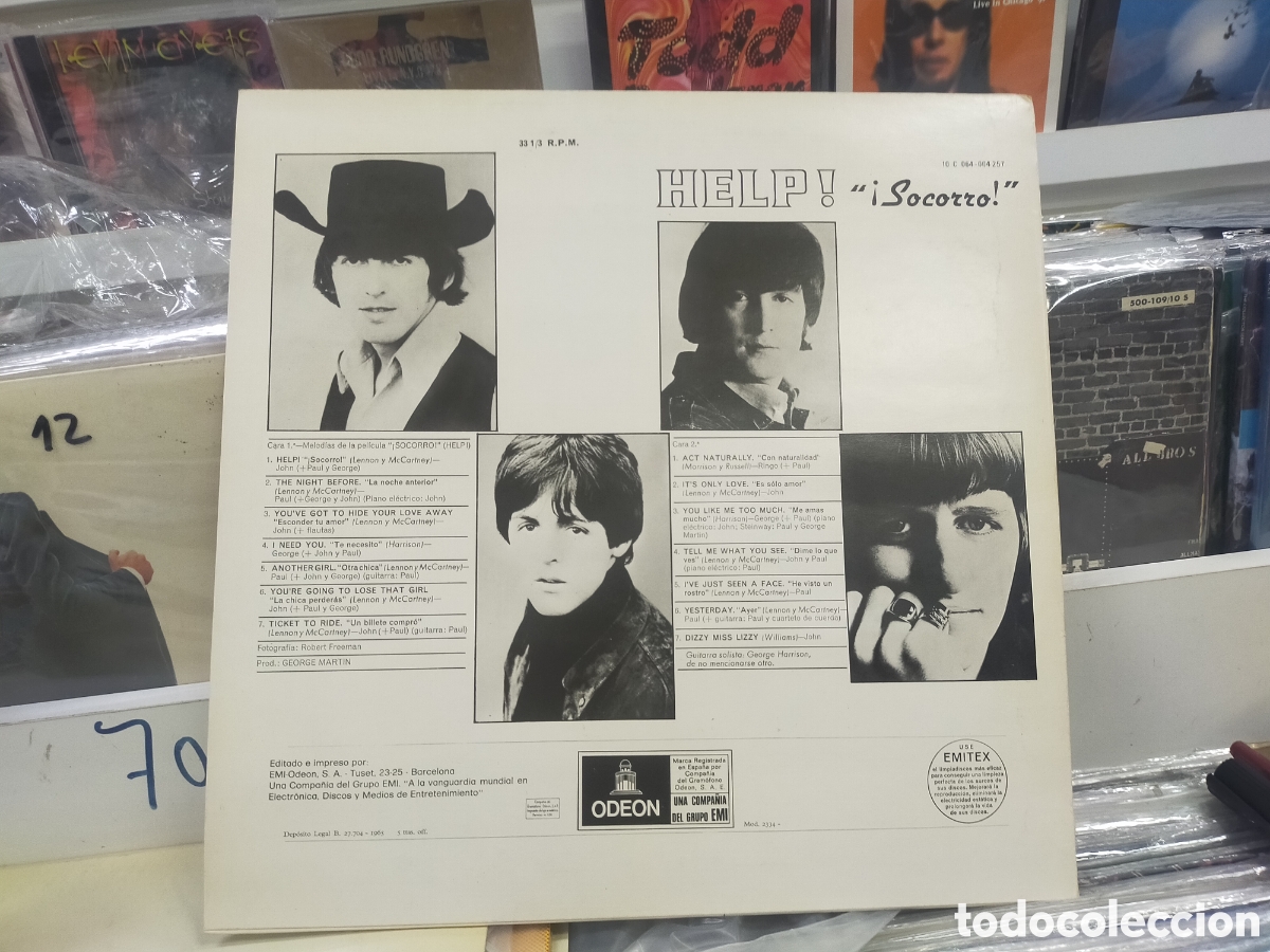 Discos de vinilo: Beatles LP help! Espa&ntilde;a label azul claro - Foto 2