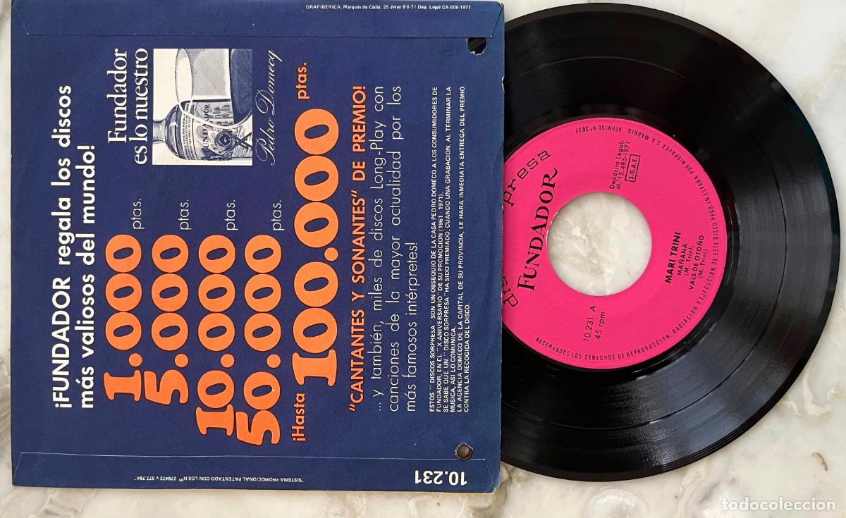 Discos de vinilo: MARI TRINI. MA&Ntilde;ANA + 3 TEMAS. RARO EP DISCO REGALO FUNDADOR 1971