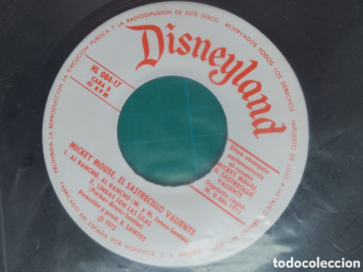 Discos de vinilo: Walt Disney presenta &rdquo; Mickey Mouse, el sastrecillo valiente &rdquo; - Disneyland records 1973