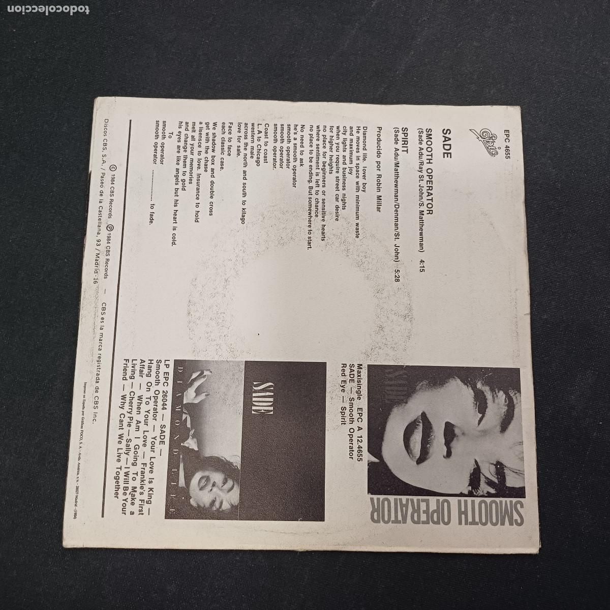 Discos de vinilo: SADE/SMOOTH OPERATOR/SINGLE PROMOCIONAL. - Foto 3