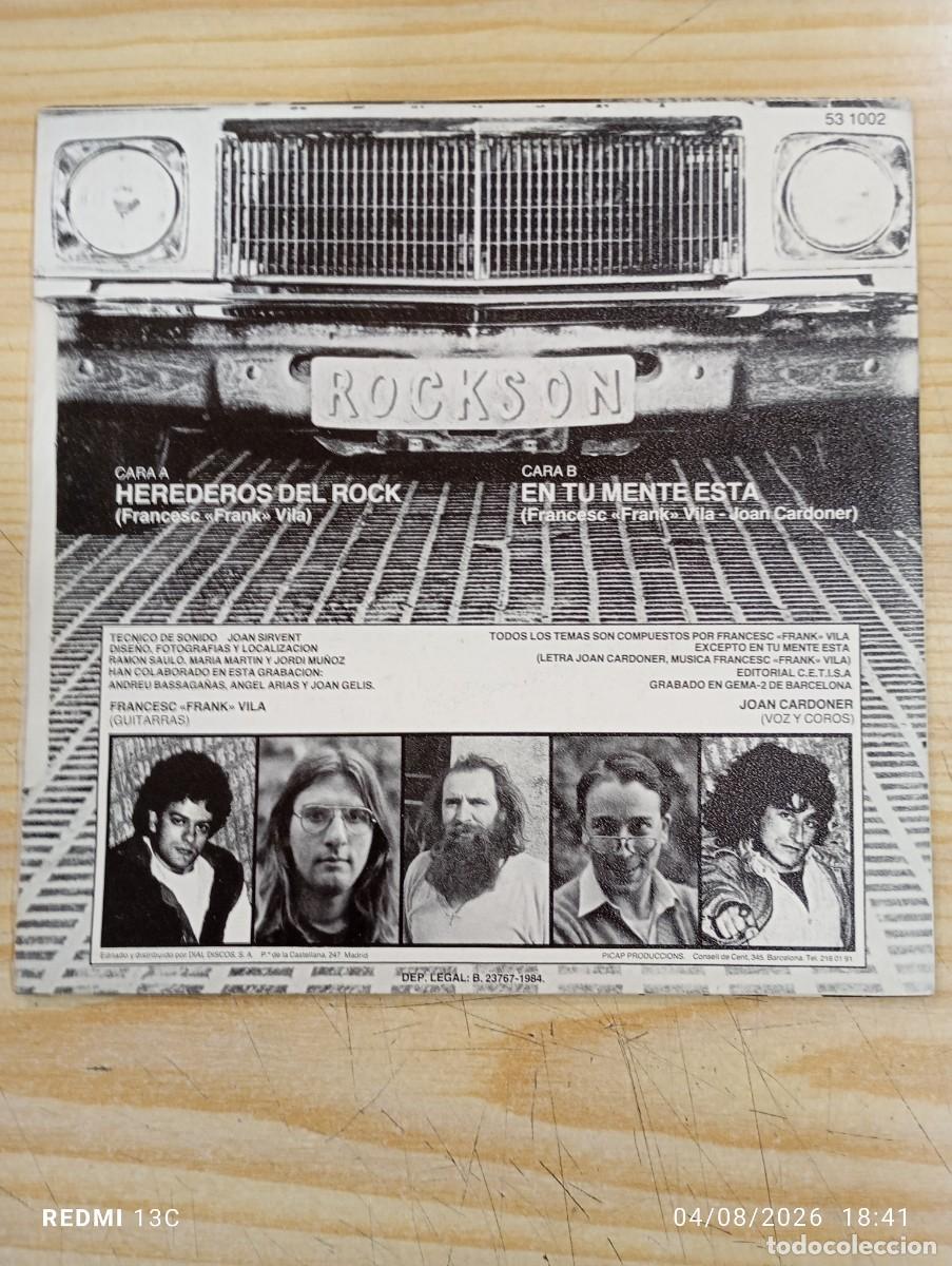 Discos de vinilo: Rockson - Herederos Del Rock (7&rdquo;, Single) - Foto 3
