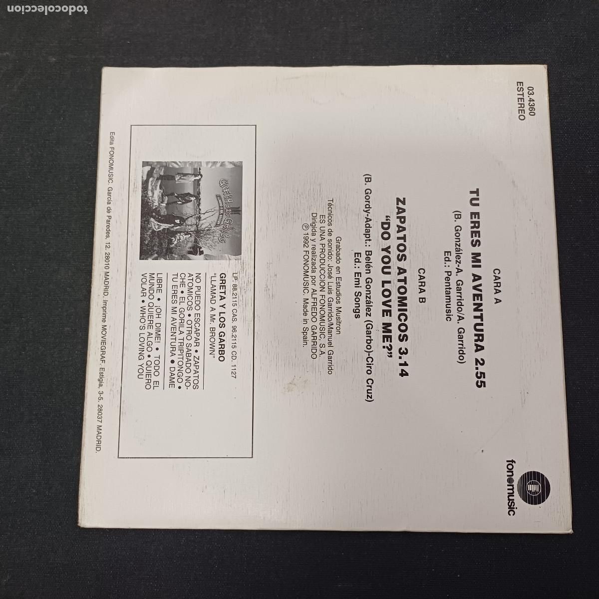 Discos de vinilo: GRETA Y LOS GARBOS/TU ERES MI AVENTURA/SINGLE. - Foto 3
