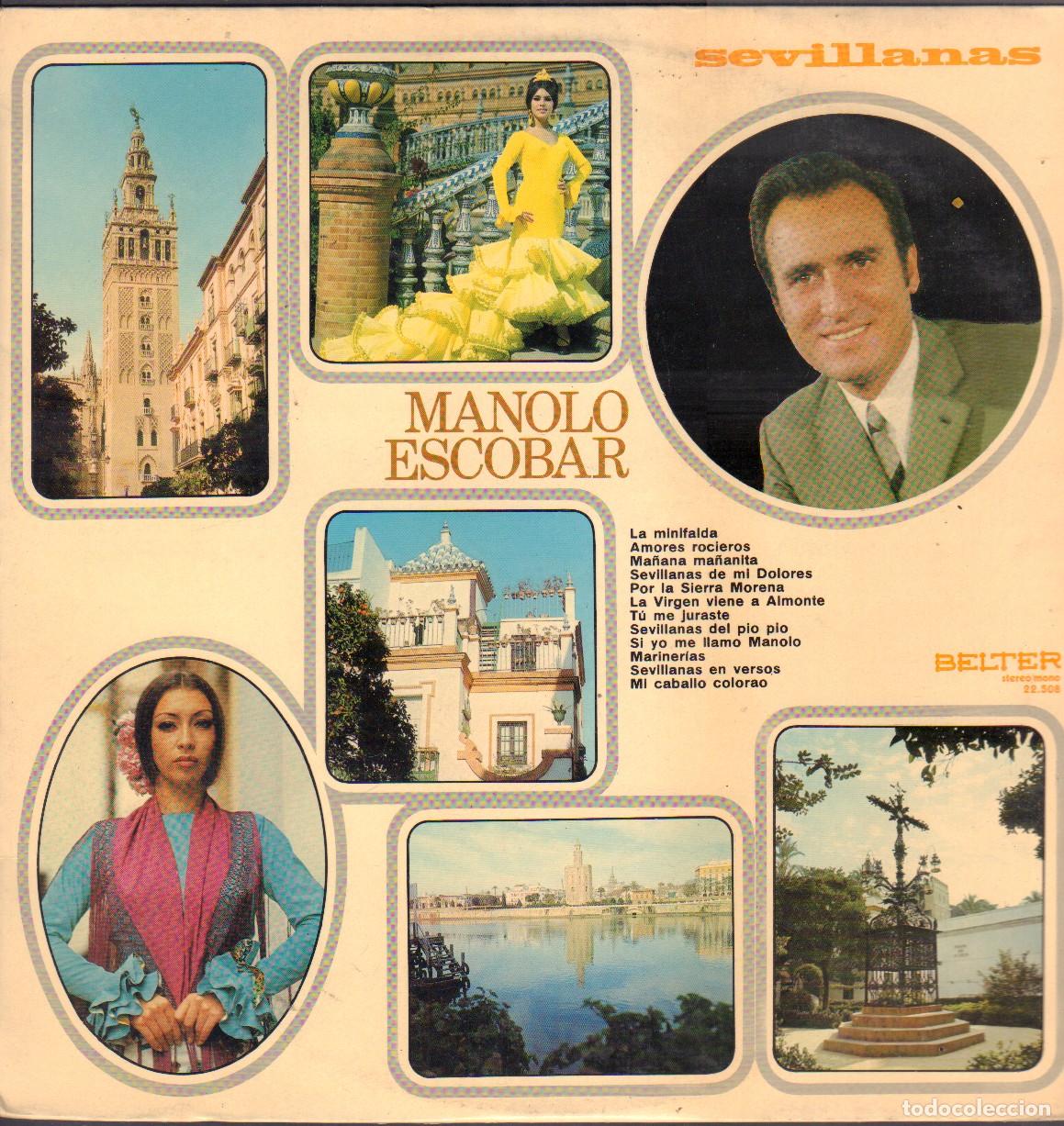 Discos de vinilo: MANOLO ESCOBAR - SEVILLANAS / LA MINIFALDA, MARINERIAS, AMORES ROCIEROS / LP BELTER 1971 RF-26514