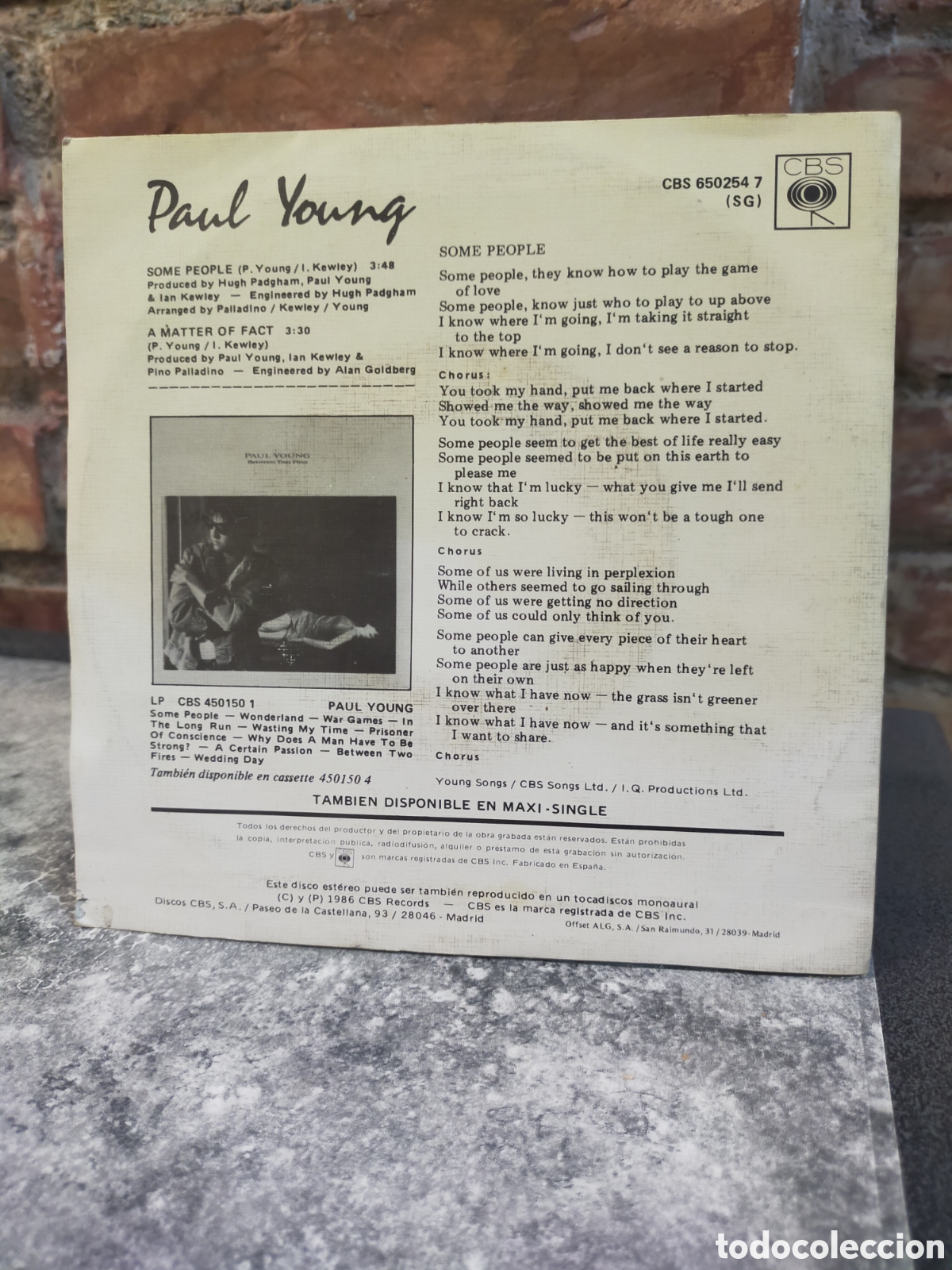 Discos de vinilo: Single PAUL YOUNG,SOME PEOPLE - Foto 2