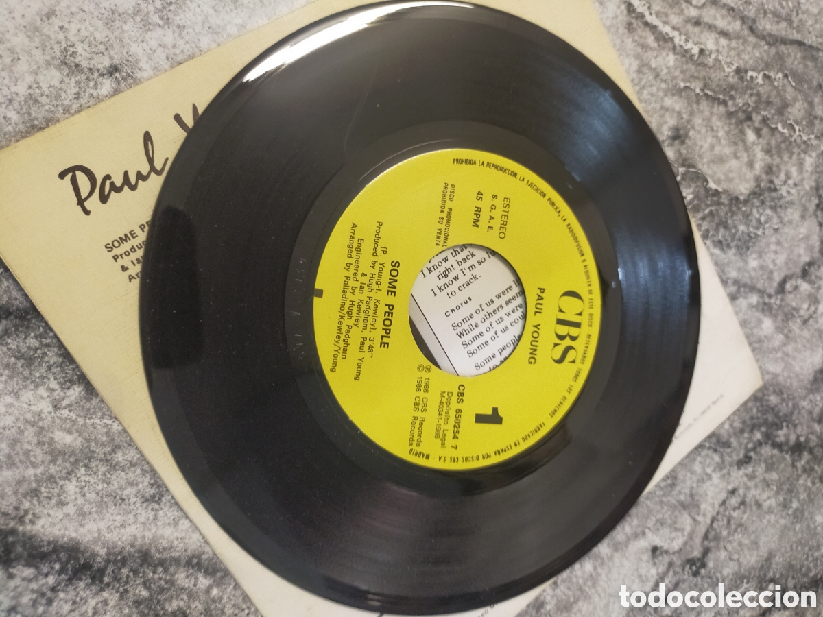 Discos de vinilo: Single PAUL YOUNG,SOME PEOPLE - Foto 3