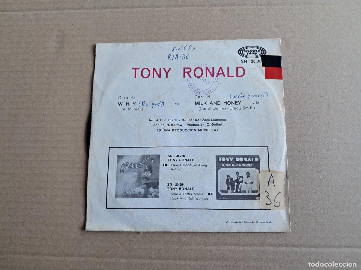 Discos de vinilo: TONY RONALD - WHY SINGLE 1970 - Foto 3