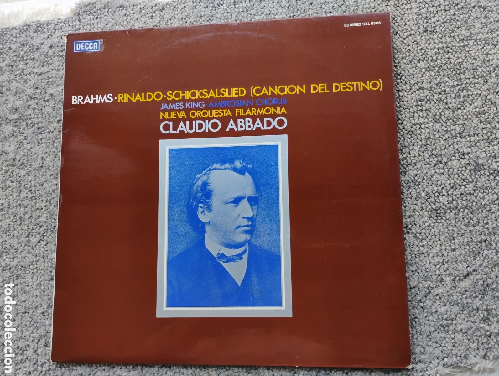 Discos de vinilo: Brahms: Rinaldo, Canci&oacute;n del Destino. King, Abbado. Decca