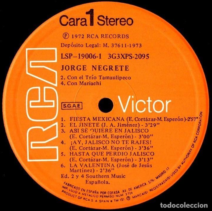 Discos de vinilo: [DOBLE LP VINILO]. JORGE NEGRETE. JORGE NEGRETE. - Foto 6