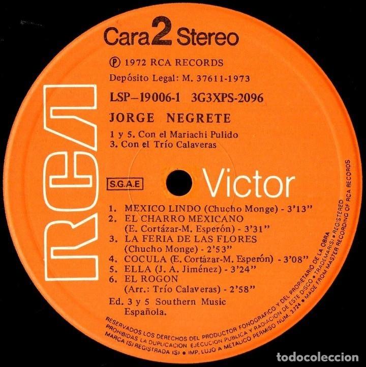Discos de vinilo: [DOBLE LP VINILO]. JORGE NEGRETE. JORGE NEGRETE. - Foto 7