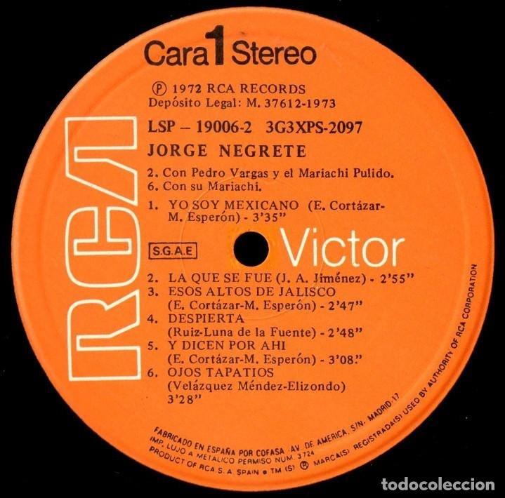 Discos de vinilo: [DOBLE LP VINILO]. JORGE NEGRETE. JORGE NEGRETE. - Foto 8