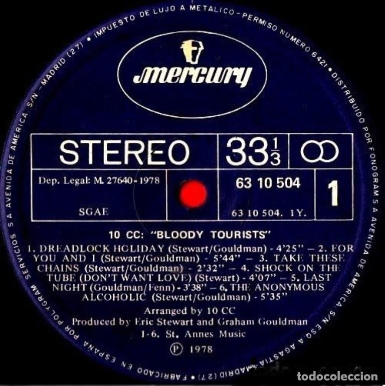 Discos de vinilo: [LP VINILO]. 10CC. BLOODY TOURISTS. - Foto 4