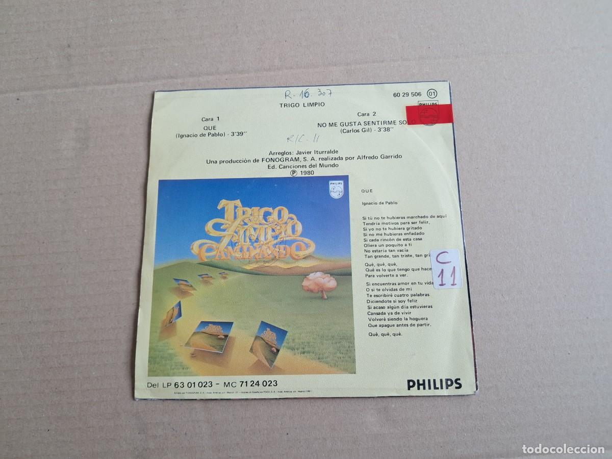Discos de vinilo: TRIGO - LIMPIO QUE SINGLE 1980 - Foto 3