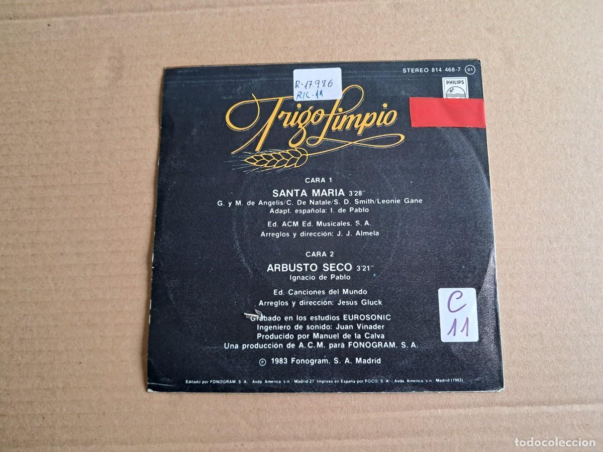 Discos de vinilo: TRIGO LIMPIO - SANTA MARIA SINGLE 1983 - Foto 3