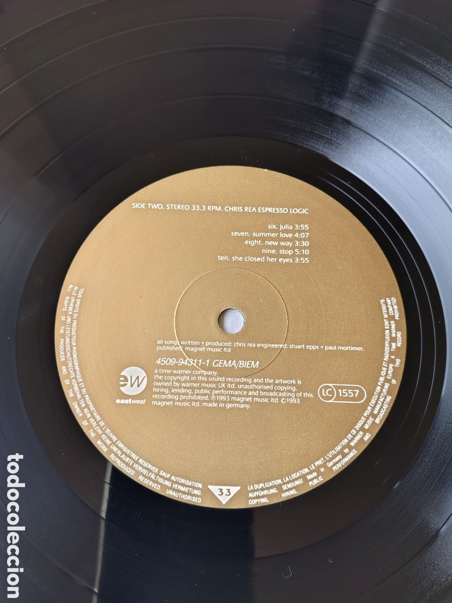 Discos de vinilo: CHRIS REA Espresso Logic ( 1993 MAGNET WARNER GERMANY ) EX EX - Foto 4