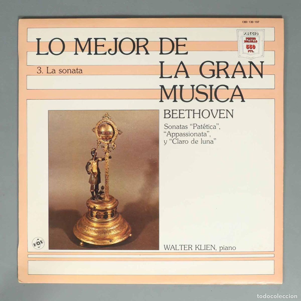 Discos de vinilo: LP. BEETHOVEN Sonatas &rdquo;Pat&eacute;tica&rdquo;, &rdquo;Appassionata&rdquo;, y &rdquo;Claro de luna&rdquo; WALTER KLIEN, piano