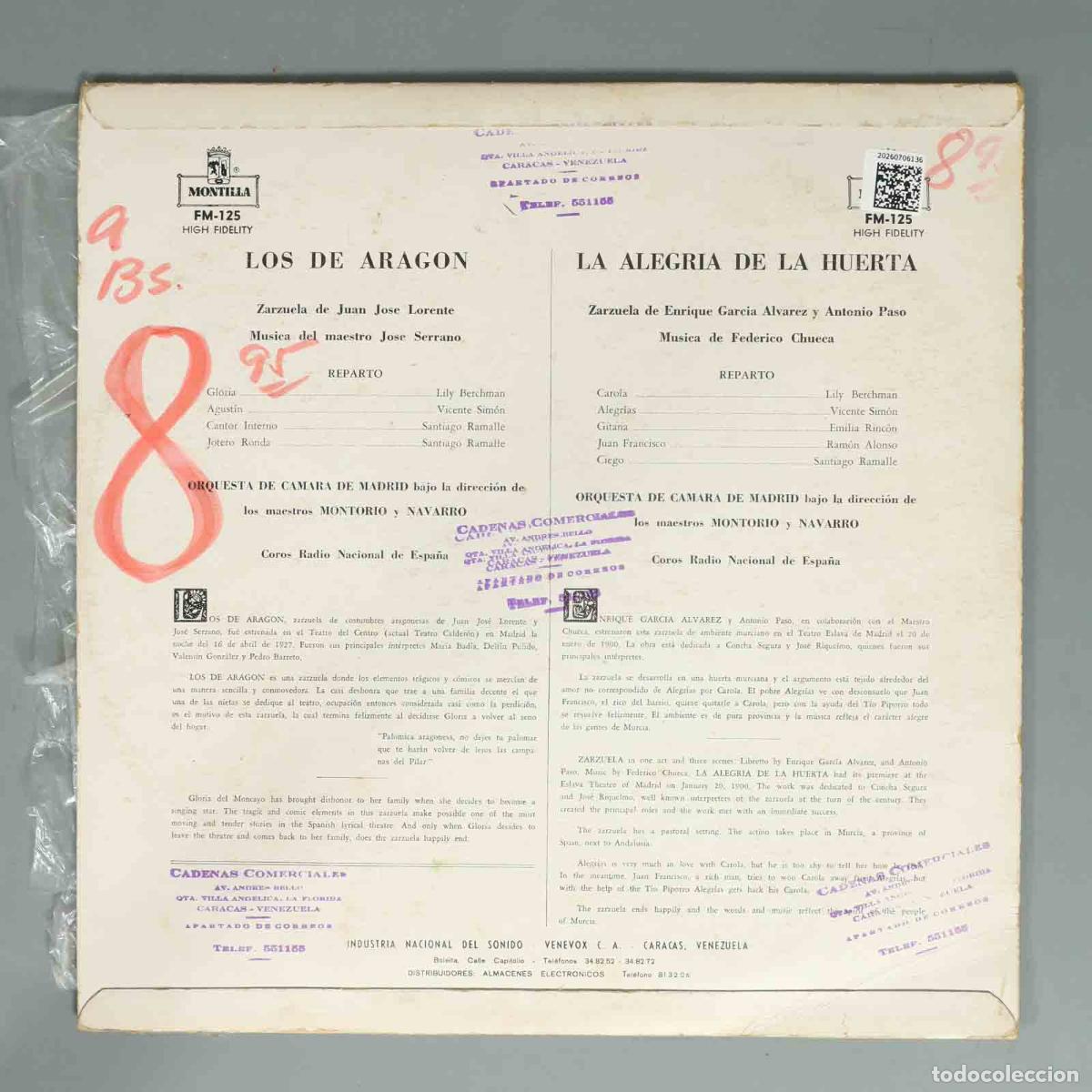Discos de vinilo: LP. Los de Aragon. LA ALEGRIA DE LA HUERTA - Foto 2