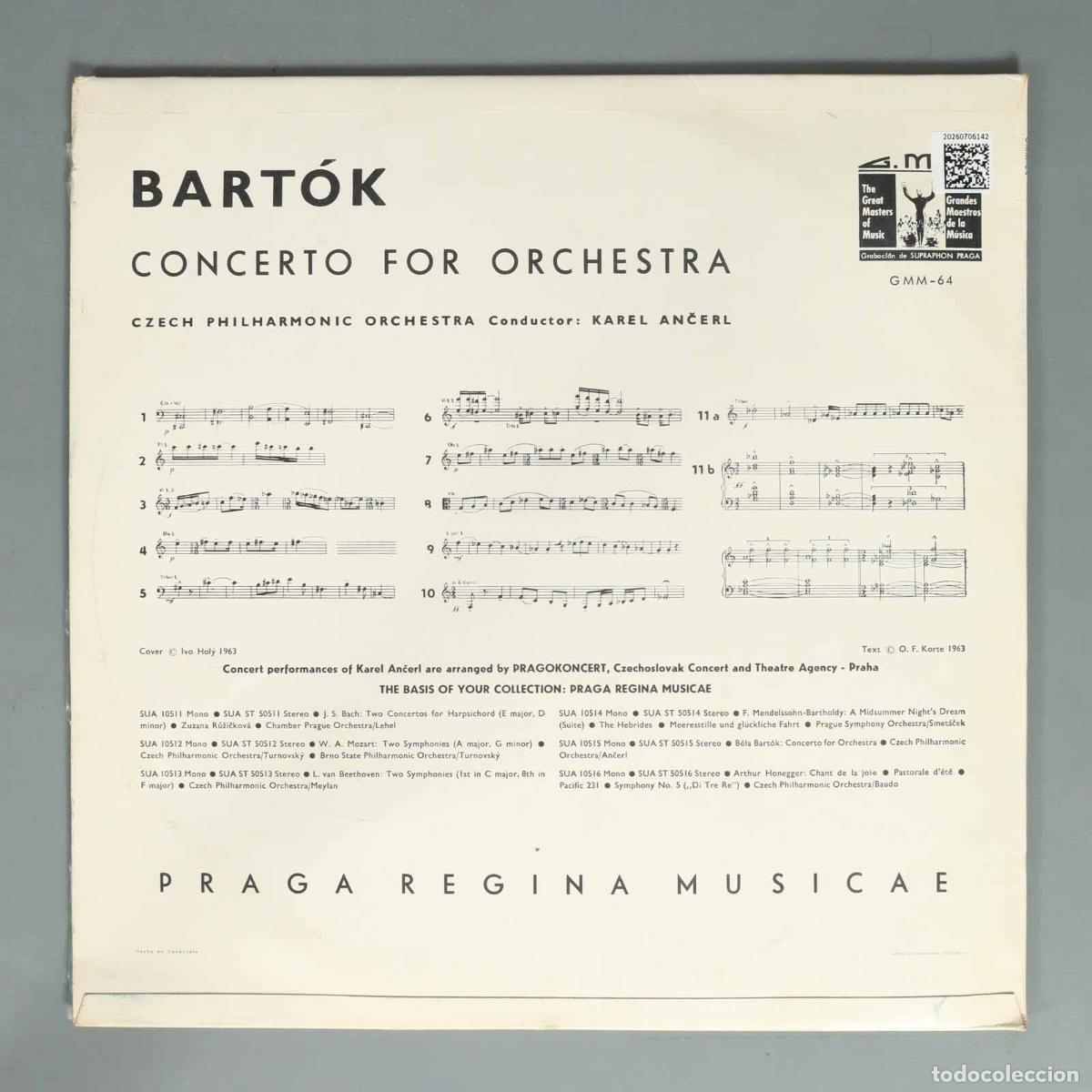 Discos de vinilo: LP. ANČERL BART&Oacute;K CONCERTO FOR ORCHESTRA - Foto 2