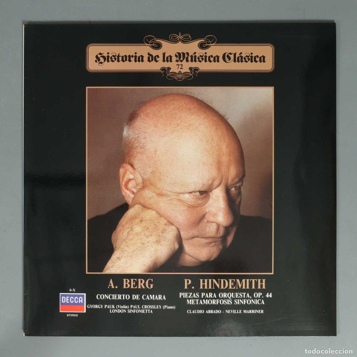 Discos de vinilo: LP. BERG P. HINDEMITH CONCIERTO DE CAMARA GYORGY PAUK (Violin) PAUL CROSSLEY (Piano) LONDON
