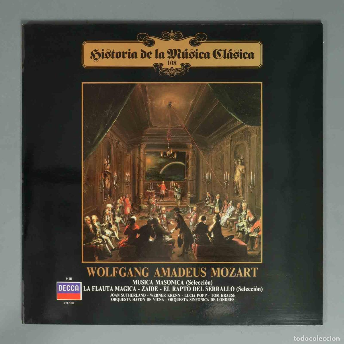 Discos de vinilo: LP. MOZART MUSICA MASONICA (Selecci&oacute;n) LA FLAUTA MAGICA - ZAIDE - EL RAPTO DEL SERRALLO (Selecci&oacute;n)
