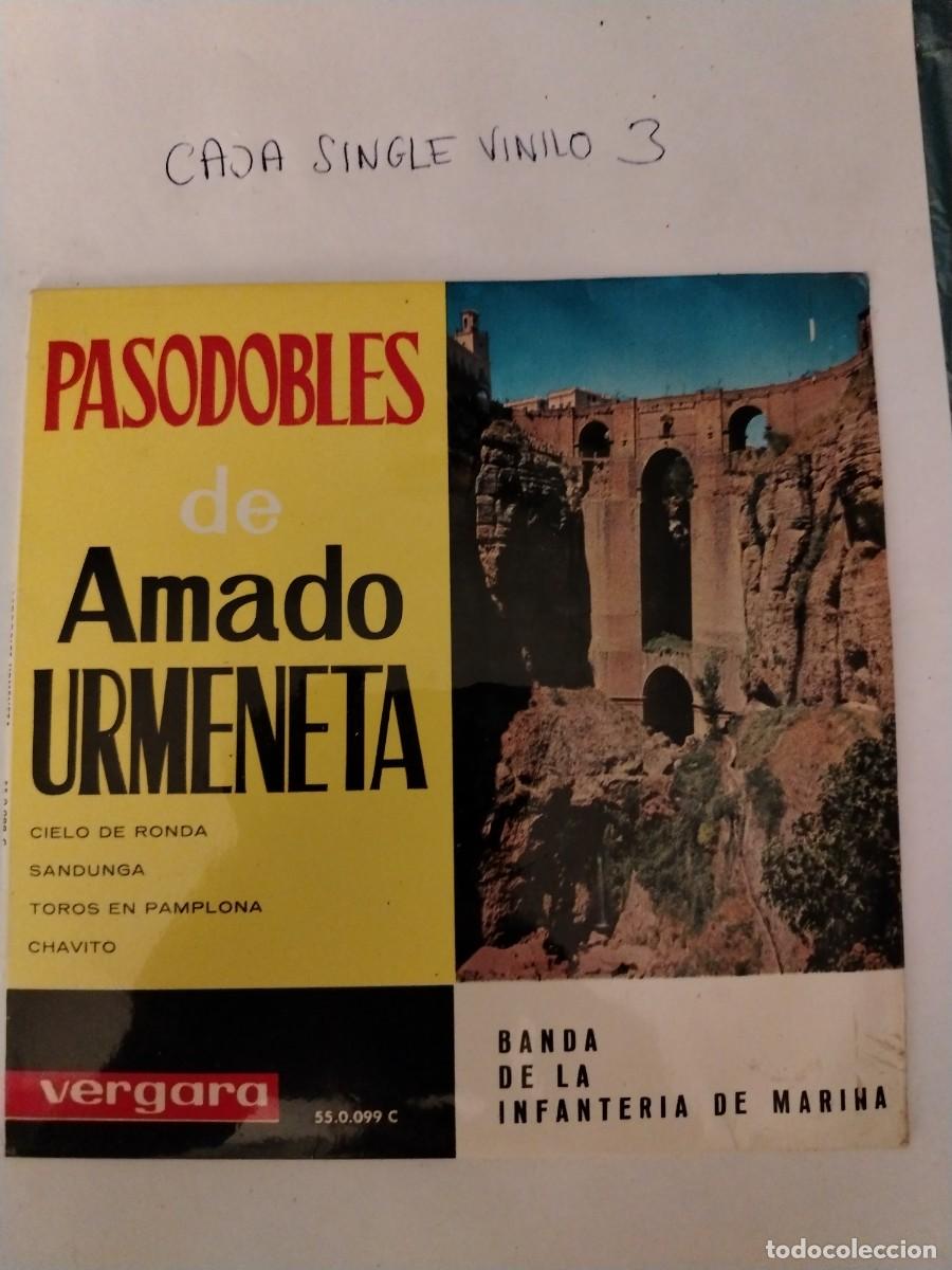 Discos de vinilo: Single vinilo pasodobles de amado urmeneta, cielo de Ronda, sandunga, toros en Pamplona, chavito
