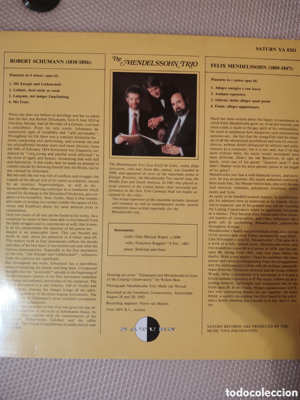 Discos de vinilo: Vinilo The Mendelssohn Trio - Foto 2