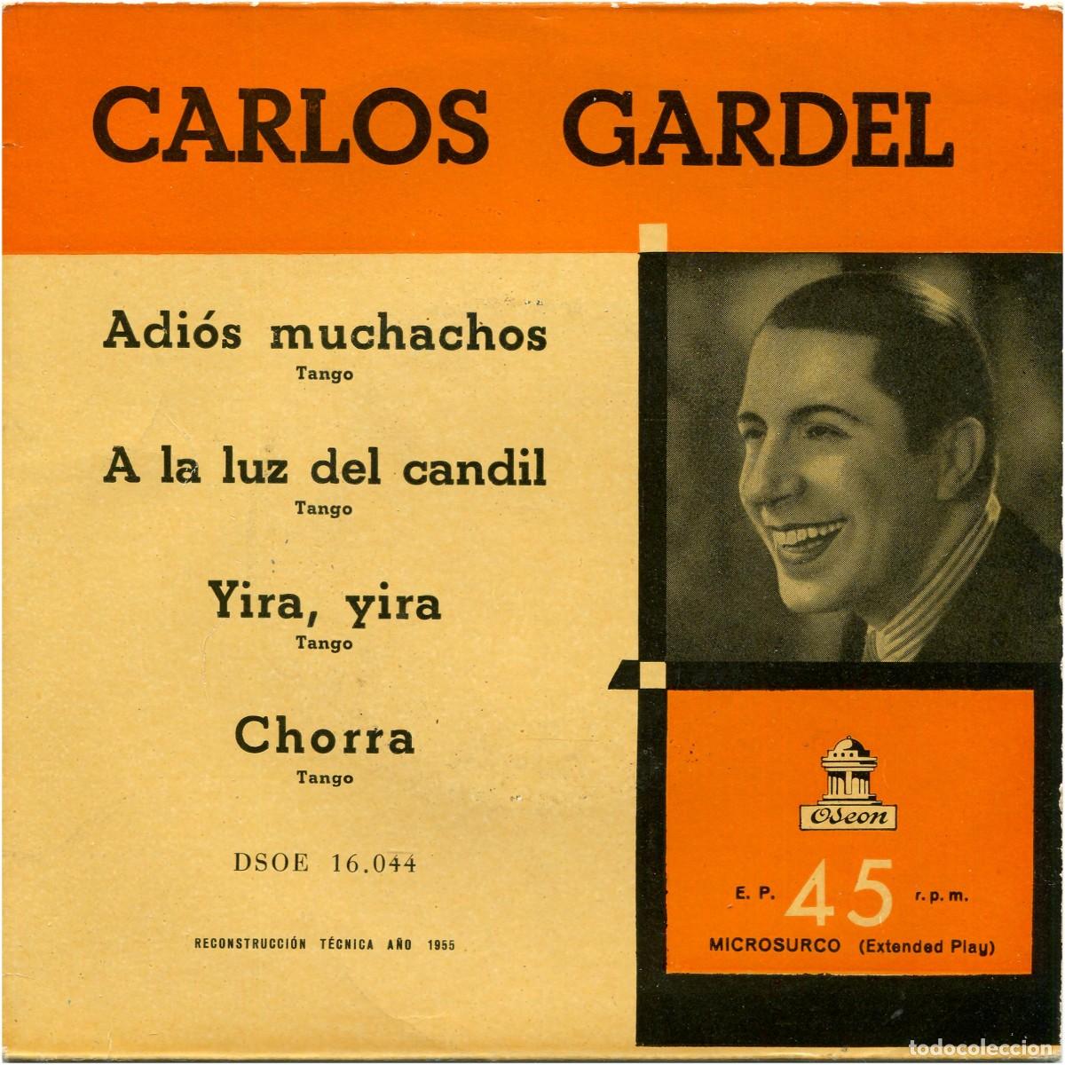 Discos de vinilo: Carlos Gardel - Adi&oacute;s muchachos - EP Spain 1957 - Odeon DSOE 16.043 - VG+/VG+
