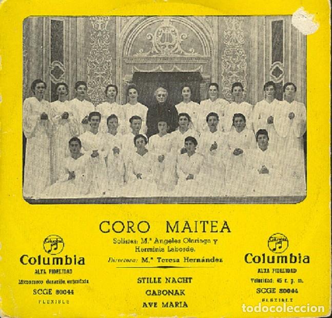 Discos de vinilo: Coro Maitea &ndash; Stille Nacht; Gabonak; Ave Mar&iacute;a &ndash; COLUMBIA 80044 &ndash; 1955