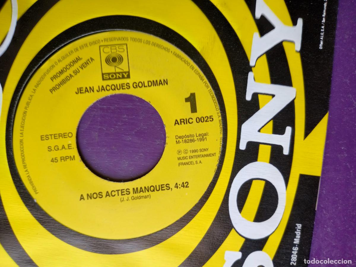 Discos de vinilo: Jean Jacques Goldman &lrm;&ndash; &Agrave; Nos Actes Manqu&eacute;s - Sg CBS SONY 1991 - CHANSON POP FRANCIA