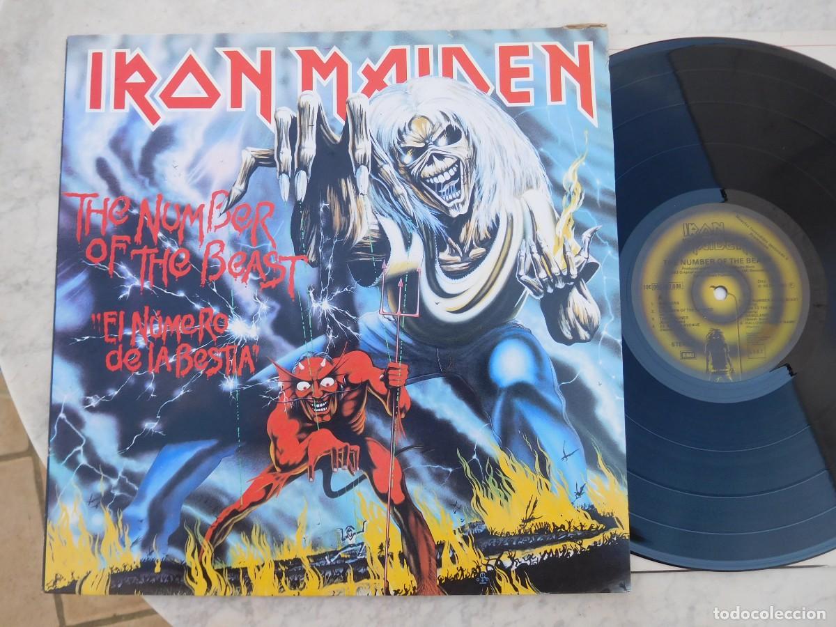 Discos de vinilo: Iron Maiden. LP. El n&uacute;mero de la bestia. Edici&oacute;n espa&ntilde;ola promo. EMI 10C 066-007.608
