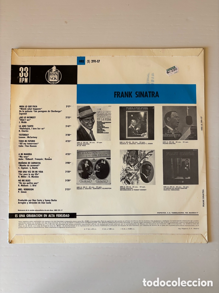 Discos de vinilo: FRANK SINATRA A MI MANERA - Foto 4