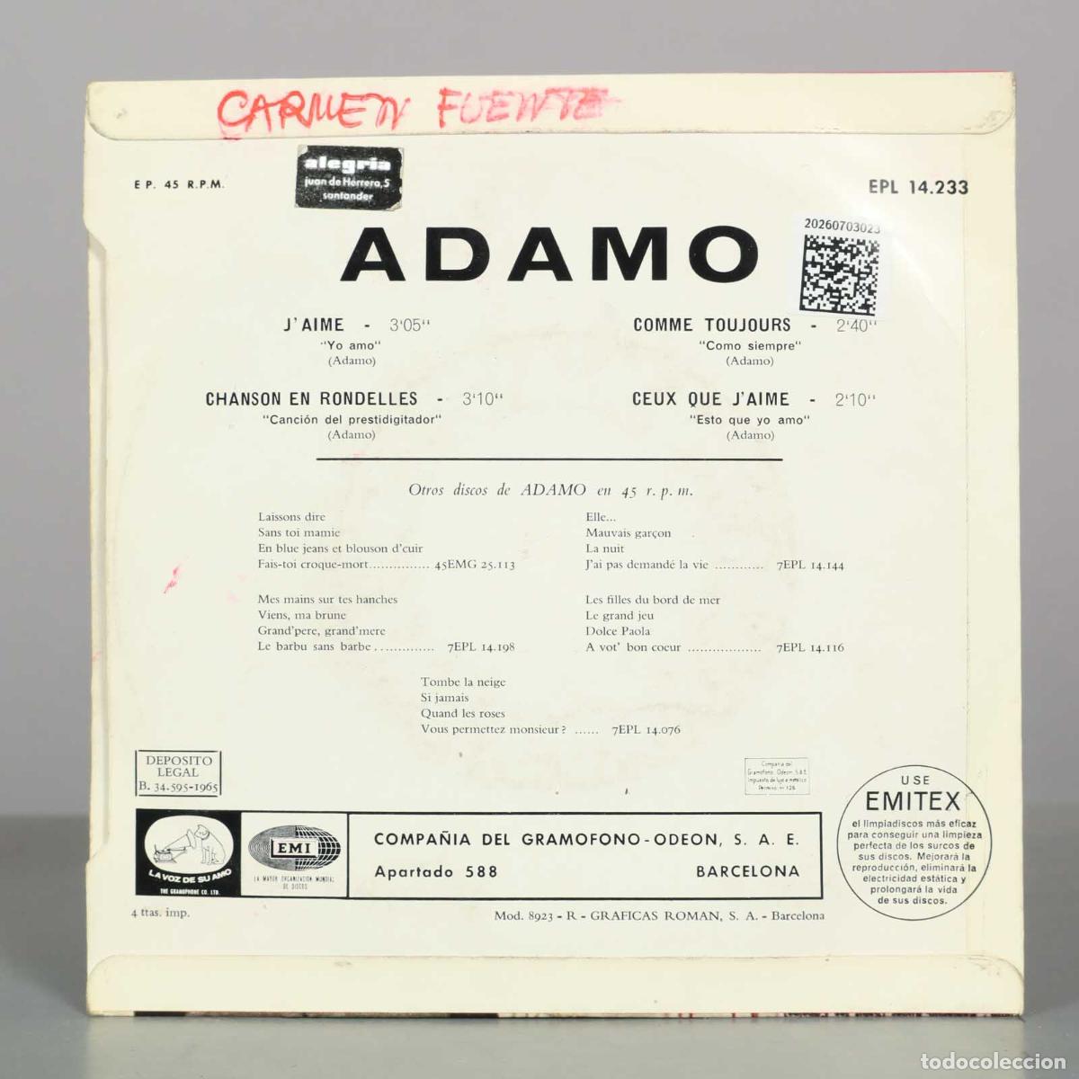 Discos de vinilo: EP. Adamo &ndash; Jaime EMI - Foto 2
