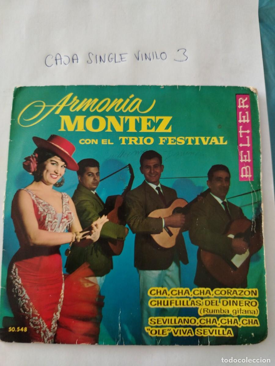 Discos de vinilo: Single vinilo armon&iacute;a montez con el trio festival, ole viva sevilla