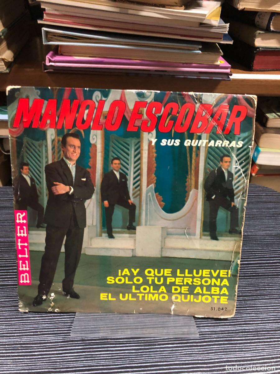 Discos de vinilo: &iexcl;Ay que llueve! / Solo tu persona / Lola de Alba / El &uacute;ltimo Quijote Manolo Escobar y sus guitarras