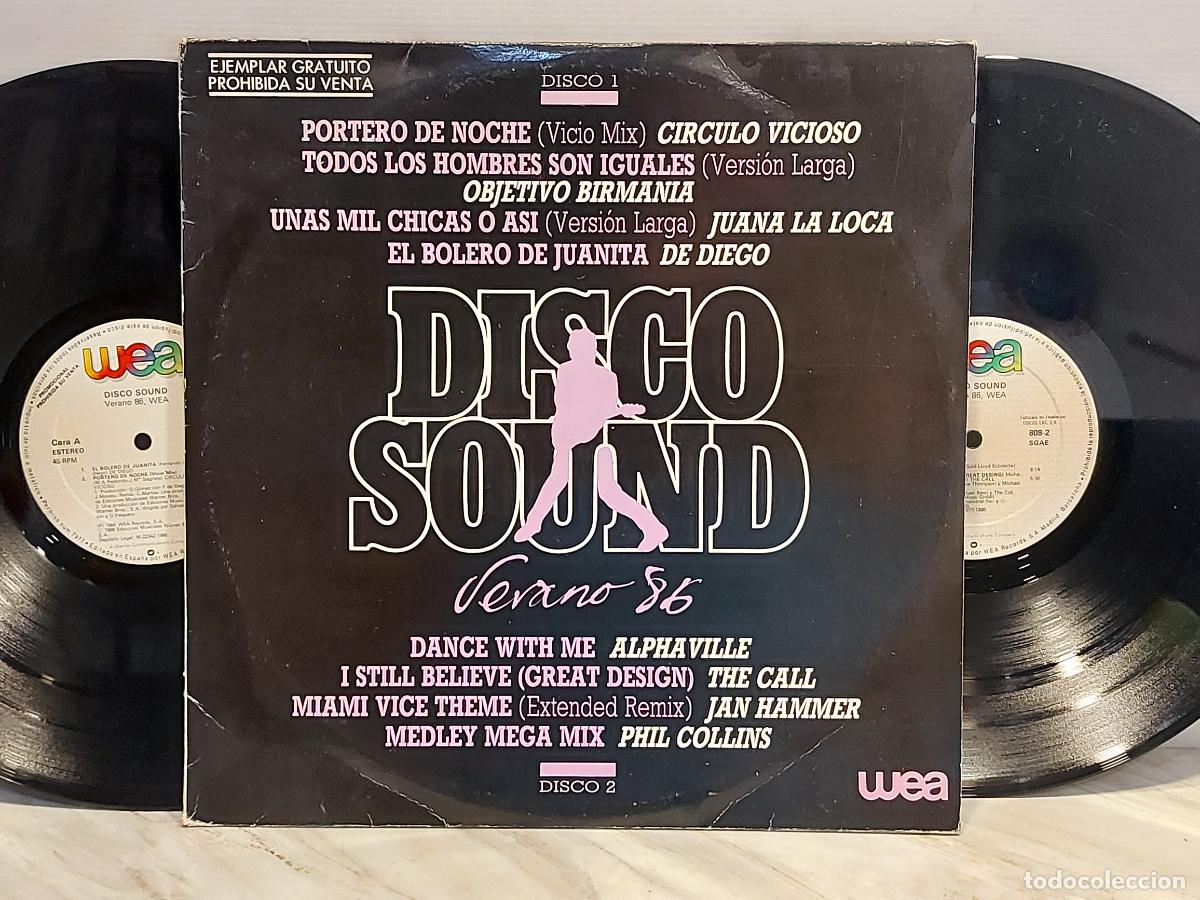 Discos de vinilo: DISCO SOUND VERANO 86 | DOBLE LP PROMO WEA 1986 | ALPHAVILLE | PHIL COLLINS | MBC ***