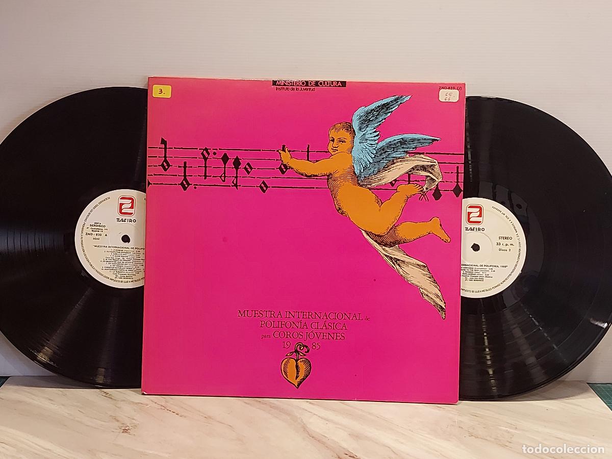 Discos de vinilo: MUESTRA POLIFON&Iacute;A CL&Aacute;SICA COROS J&Oacute;VENES 1985 | 2 LP ZAFIRO | GATEFOLD + CUADERNILLO | MBC ***