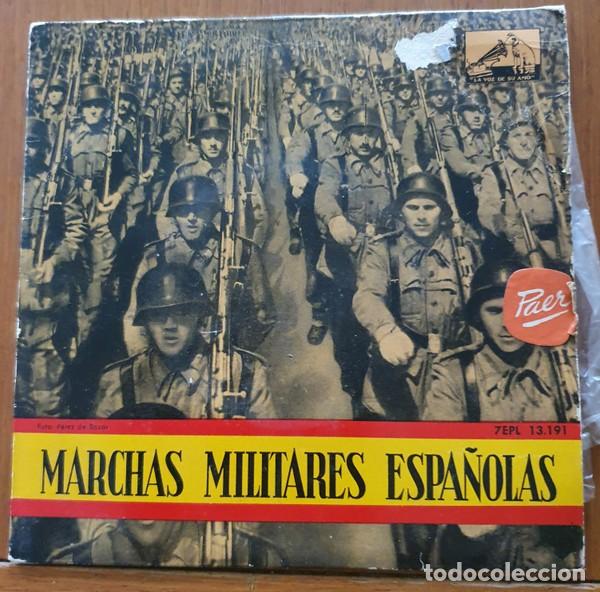 Discos de vinilo: 7&rdquo; BANDA DE LA POLICIA ARMADA Y DE TRAFICO DE BARCELONA - Marchas Militares Espa&ntilde;olas (EX/VG)