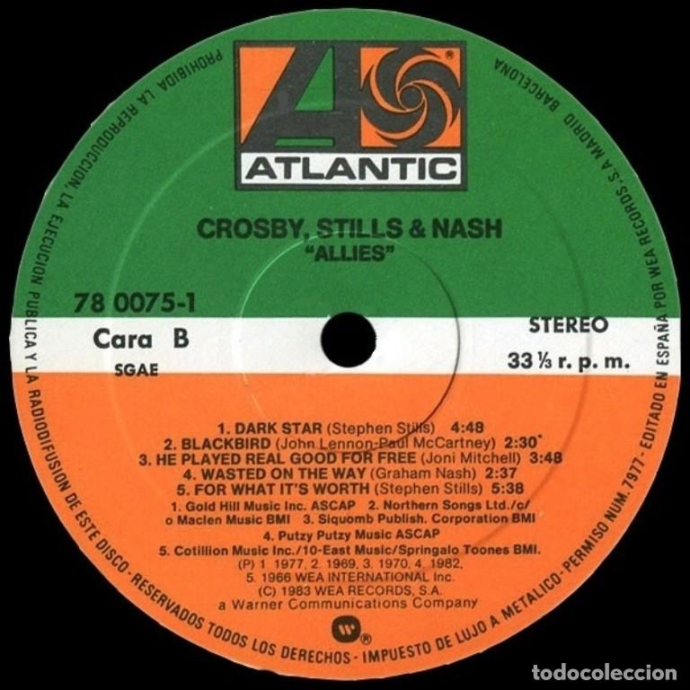 Discos de vinilo: [LP VINILO]. CROSBY STILLS & NASH. ALLIES. - Foto 7
