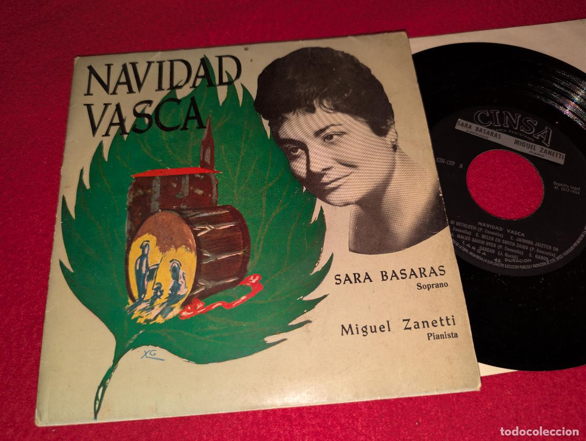 Discos de vinilo: SARA BASARAS & MIGUEL ZANETTI piano. Navidad Vasca Euskadi EP 7'' 1964 Cinsa EUSKADI