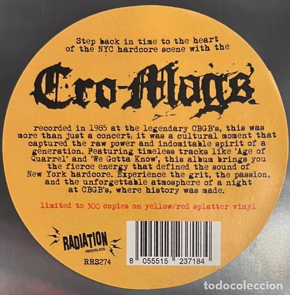 Discos de vinilo: Cro-Mags &ndash; Live At CBGBs 1985 LP - Foto 3