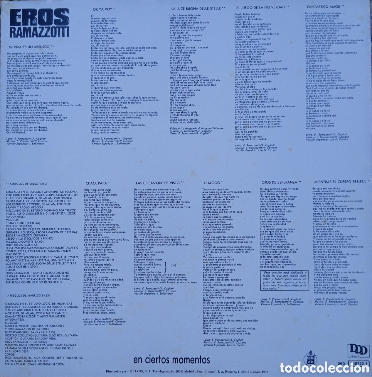 Discos de vinilo: Disco de vinilo Eros Ramazzotti - Foto 3
