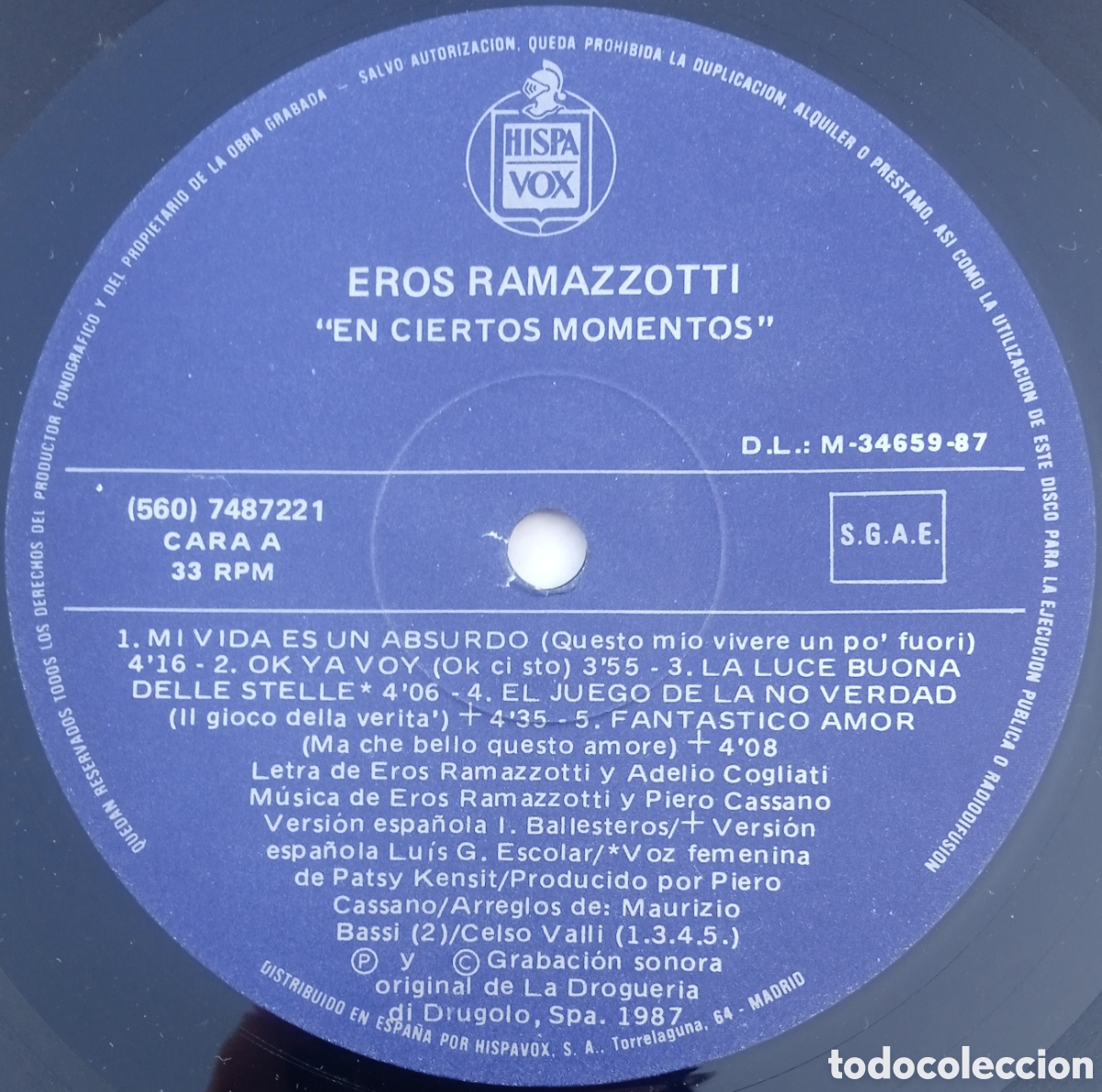 Discos de vinilo: Disco de vinilo Eros Ramazzotti - Foto 5