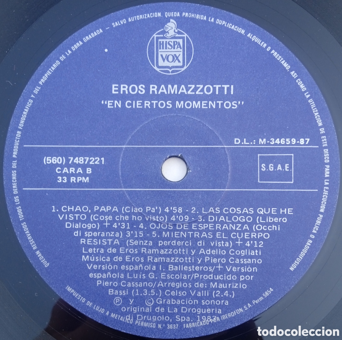 Discos de vinilo: Disco de vinilo Eros Ramazzotti - Foto 6