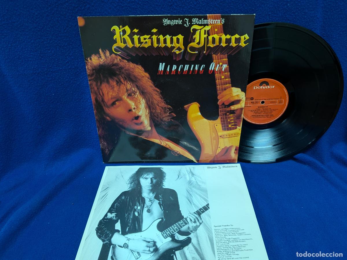 Discos de vinilo: YNGWIE MALMSTEEN - RISING FORCE - MARCHING OUT - LP PRINTED IN HOLLAND 1985 - INSERTO CON LA LETRAS